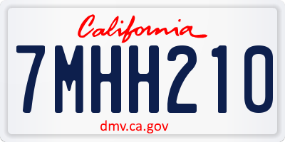 CA license plate 7MHH210