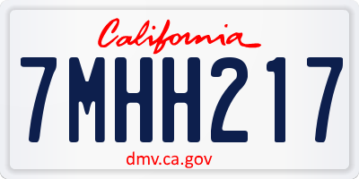 CA license plate 7MHH217