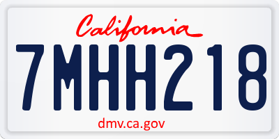 CA license plate 7MHH218