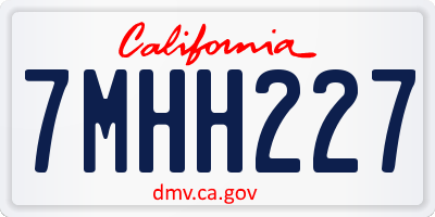 CA license plate 7MHH227
