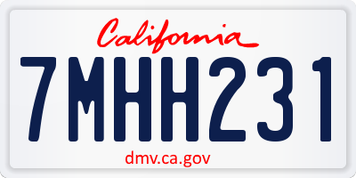 CA license plate 7MHH231