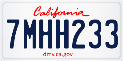 CA license plate 7MHH233