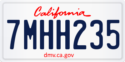 CA license plate 7MHH235