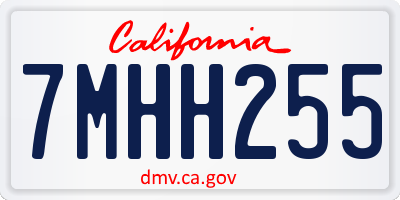 CA license plate 7MHH255