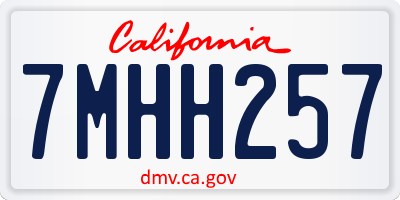 CA license plate 7MHH257