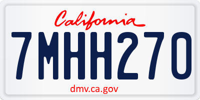 CA license plate 7MHH270