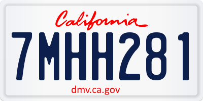 CA license plate 7MHH281