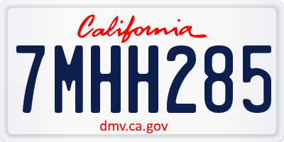 CA license plate 7MHH285