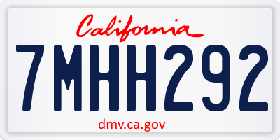 CA license plate 7MHH292