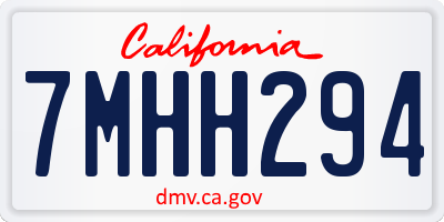 CA license plate 7MHH294