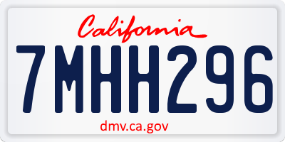 CA license plate 7MHH296