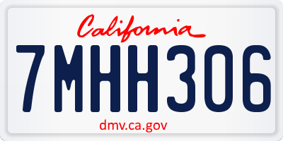 CA license plate 7MHH306