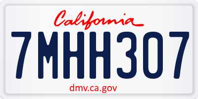 CA license plate 7MHH307