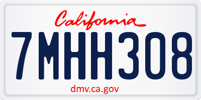 CA license plate 7MHH308