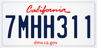 CA license plate 7MHH311