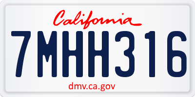 CA license plate 7MHH316