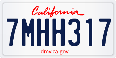 CA license plate 7MHH317