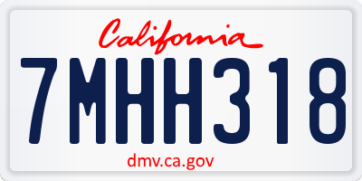CA license plate 7MHH318