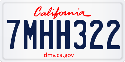 CA license plate 7MHH322