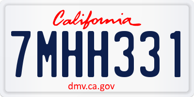 CA license plate 7MHH331