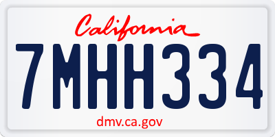 CA license plate 7MHH334