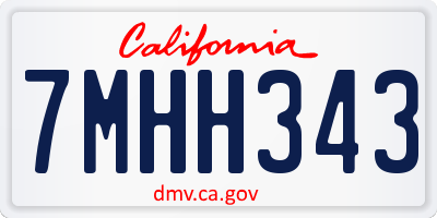 CA license plate 7MHH343