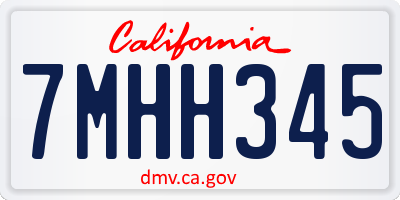 CA license plate 7MHH345