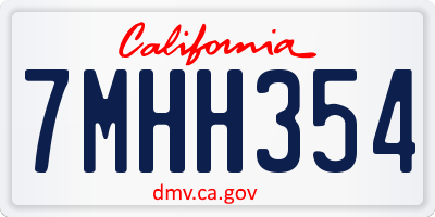 CA license plate 7MHH354