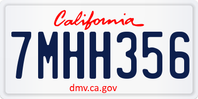 CA license plate 7MHH356