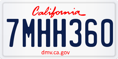 CA license plate 7MHH360