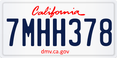 CA license plate 7MHH378