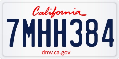 CA license plate 7MHH384