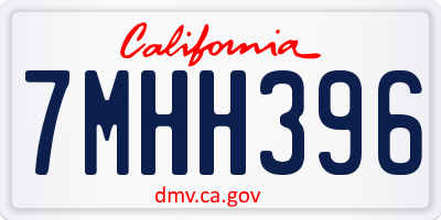 CA license plate 7MHH396