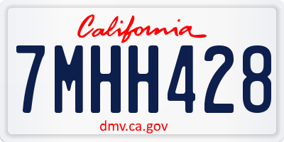 CA license plate 7MHH428