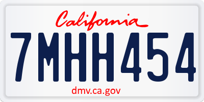 CA license plate 7MHH454