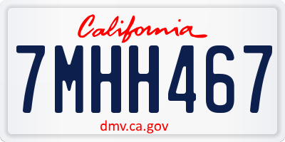 CA license plate 7MHH467