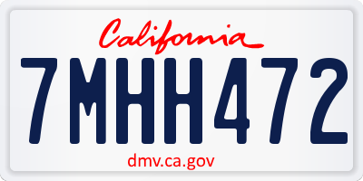 CA license plate 7MHH472