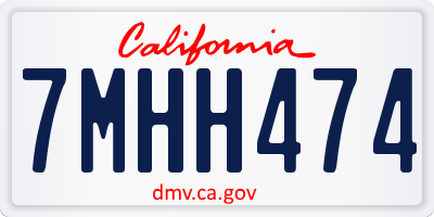 CA license plate 7MHH474