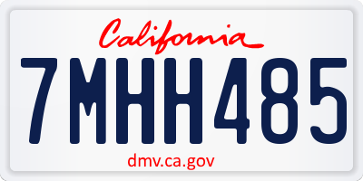 CA license plate 7MHH485