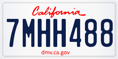 CA license plate 7MHH488