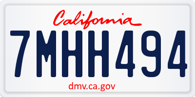 CA license plate 7MHH494