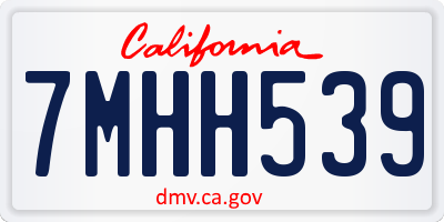 CA license plate 7MHH539