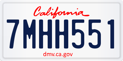 CA license plate 7MHH551