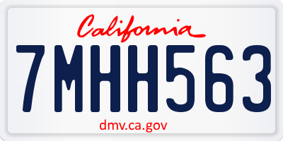 CA license plate 7MHH563