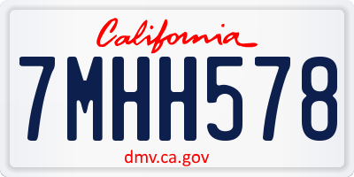 CA license plate 7MHH578