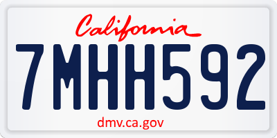 CA license plate 7MHH592