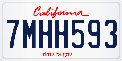 CA license plate 7MHH593