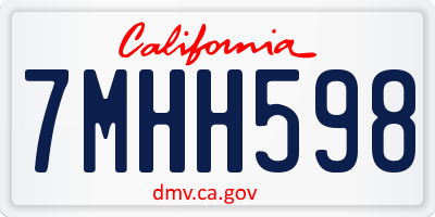 CA license plate 7MHH598