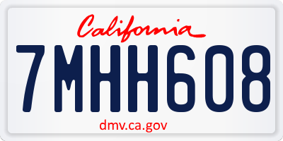 CA license plate 7MHH608