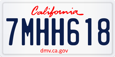 CA license plate 7MHH618
